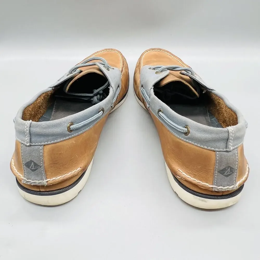 Sperry Shoes Mens 15 Brown Gray Leather Top Sider Boat Moc Toe Casual Comfort